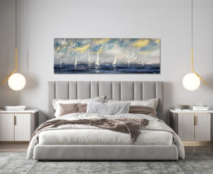Abstract Boats acrylic painting by Tatyana Bondareva