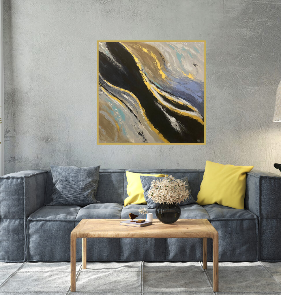 Blue abstract acrylic painting by Tatyana Bondareva 