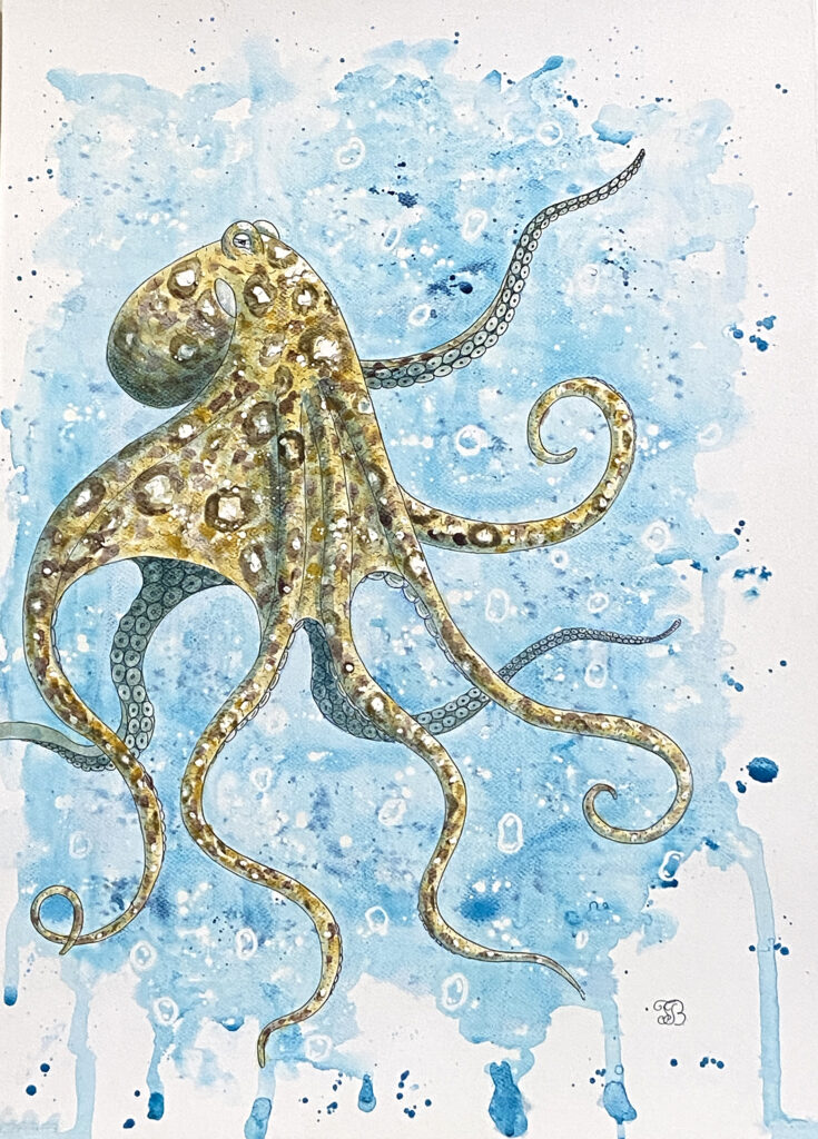Octopus acrylic painting by Tatyana Bondareva