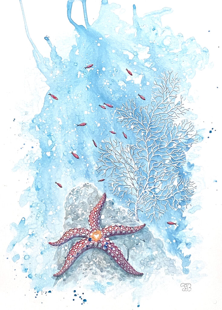 Starfish acrylic painting by Tatyana Bondareva
