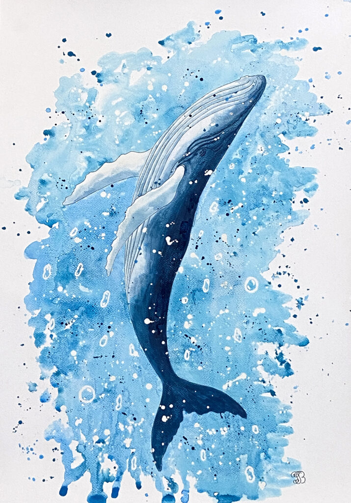 Whale acrylic painting by Tatyana Bondareva