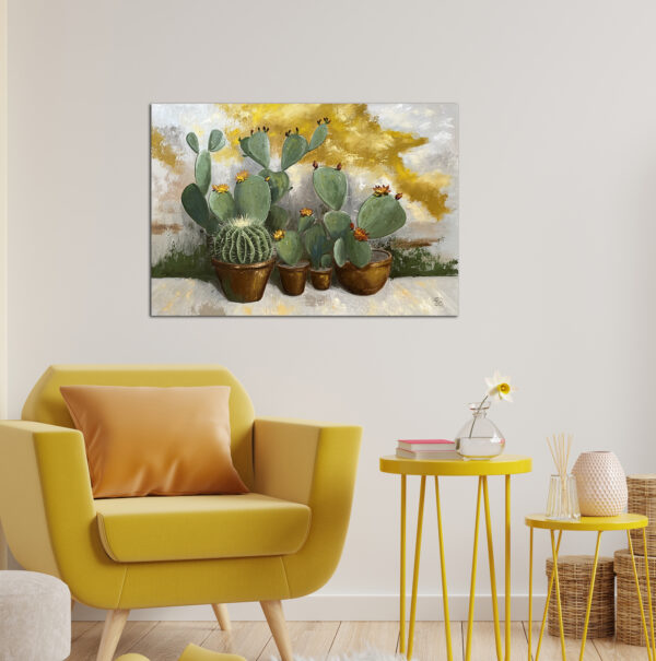 Blooming cactuses oil painting by Tatyana Bondareva