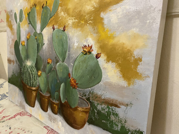 Blooming Cactuses Oil Painting - Image 2