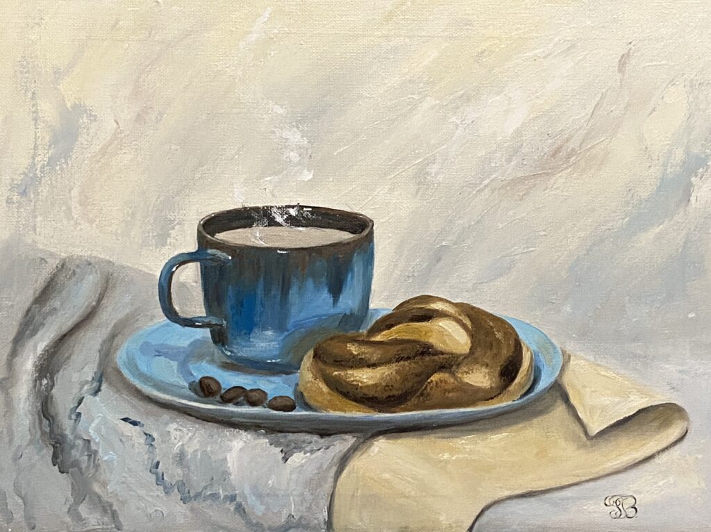 Still Life with a Cinnamon Bun by Tatyana Bondareva
