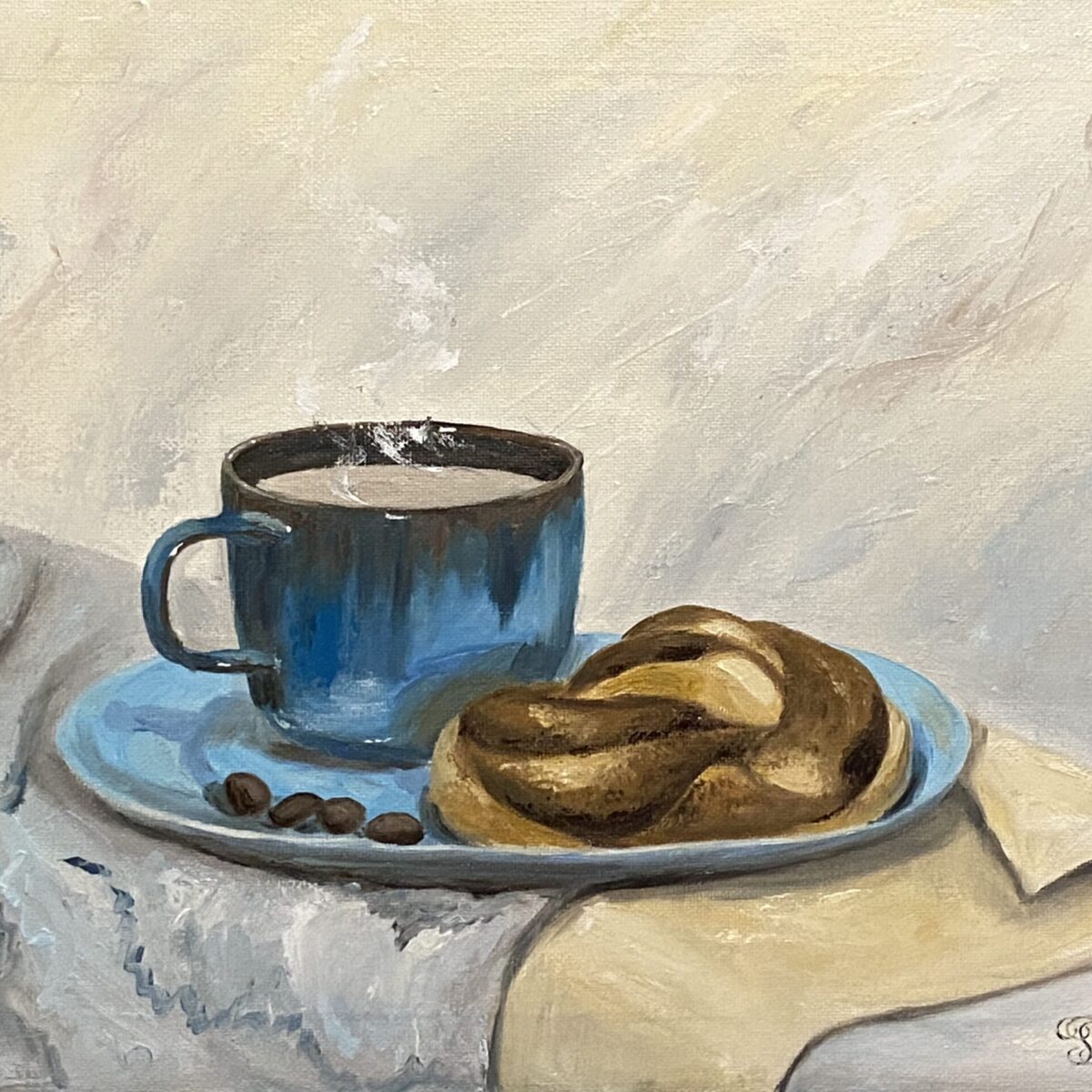 Still Life with a Cinnamon Bun by Tatyana Bondareva