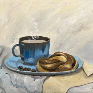 Still Life with a Cinnamon Bun by Tatyana Bondareva