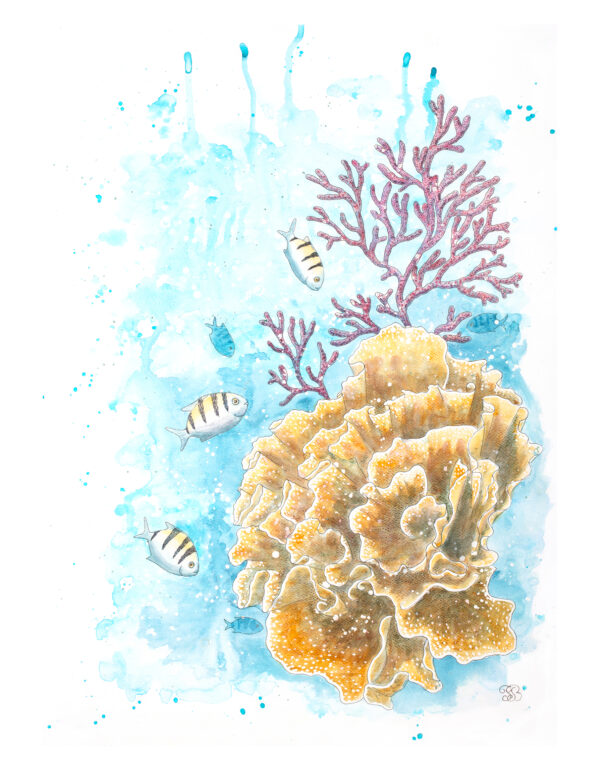 Lettuce coral acrylic painting by Tatyana Bondareva