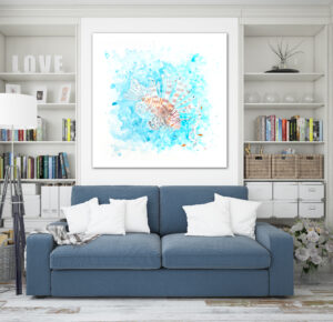 Lionfish in room acrylic painting by Tatyana Bondareva