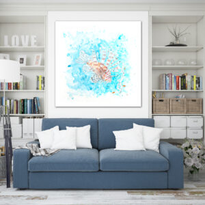 Lionfish in room acrylic painting by Tatyana Bondareva