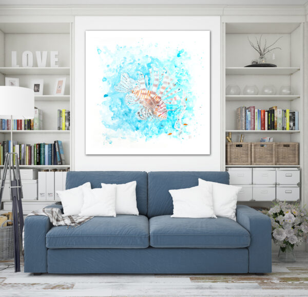 Lionfish in room acrylic painting by Tatyana Bondareva