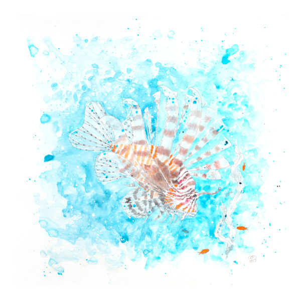 Lionfish acrylic painting by Tatyana Bondareva