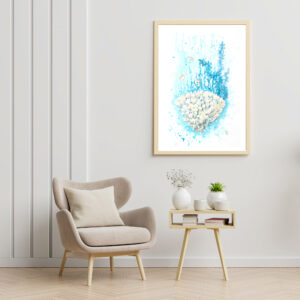 White coral acrylic painting by Tatyana Bondareva