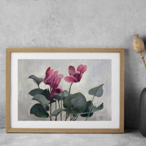 Pink Cyclamen oil painting for sale by Tatyana Bondareva