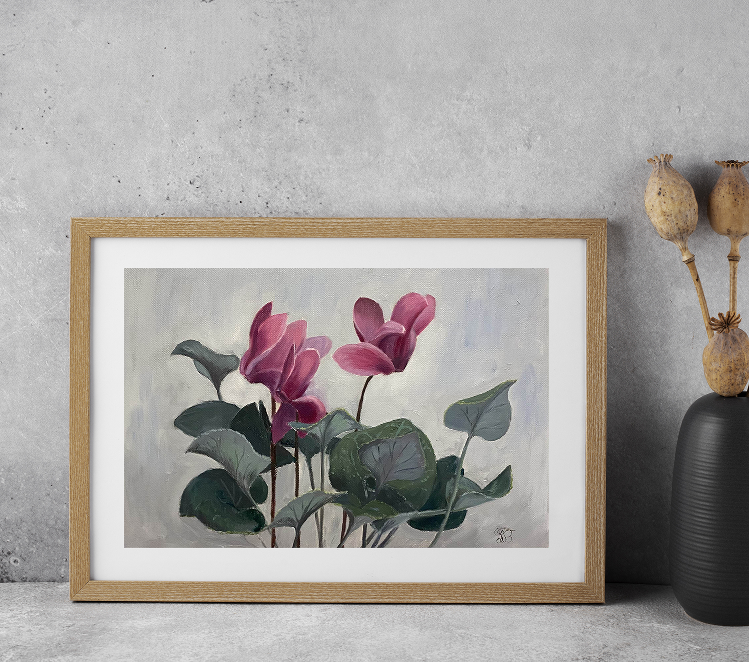 Pink Cyclamen oil painting for sale by Tatyana Bondareva