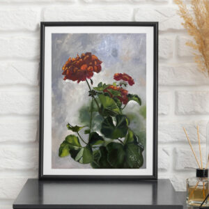 Red Geranium oil painting by Tatyana Bondareva