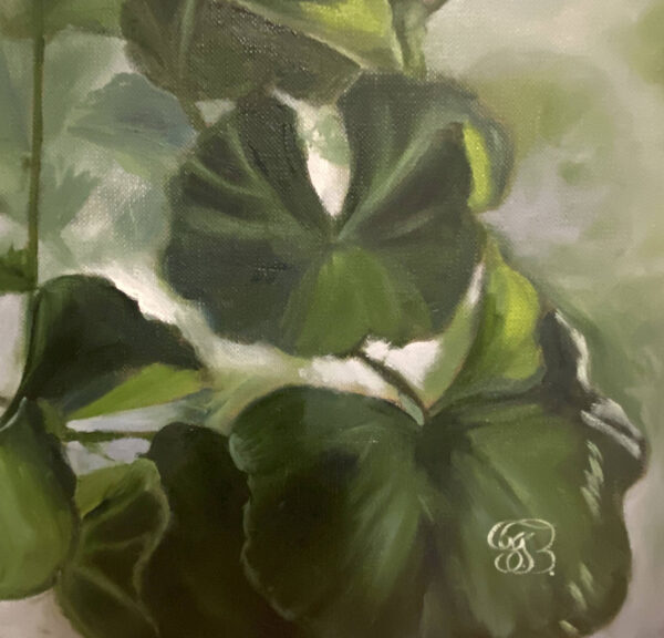 Red Geranium oil painting by Tatyana Bondareva detail 2