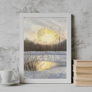 Winter Sunset Oil Painting by Tatyana Bondareva