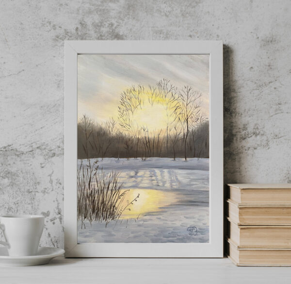 Winter Sunset Oil Painting by Tatyana Bondareva
