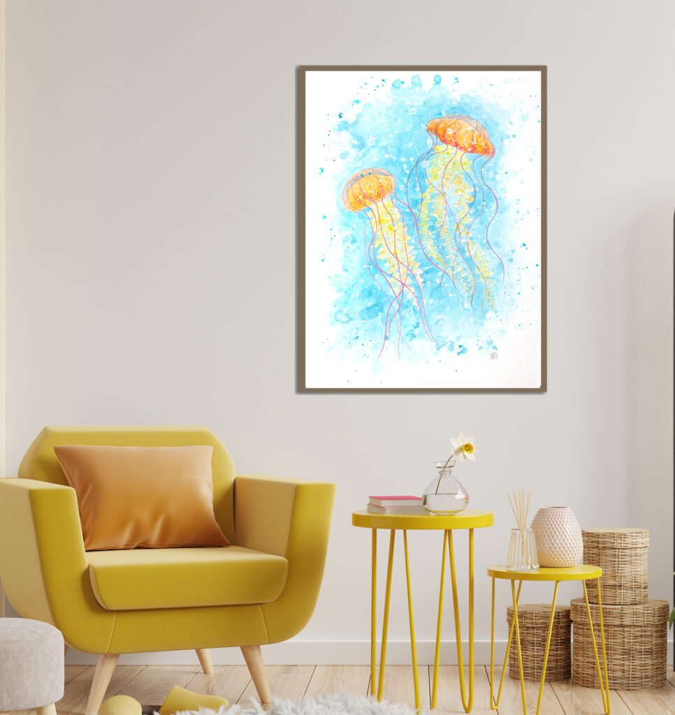 Jellyfish acrylic painting by Tatyana Bondareva