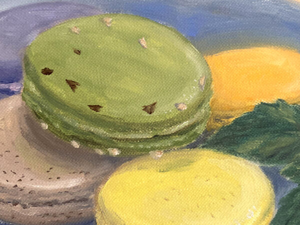 Macarons oil painting by Tatyana Bondareva in frame