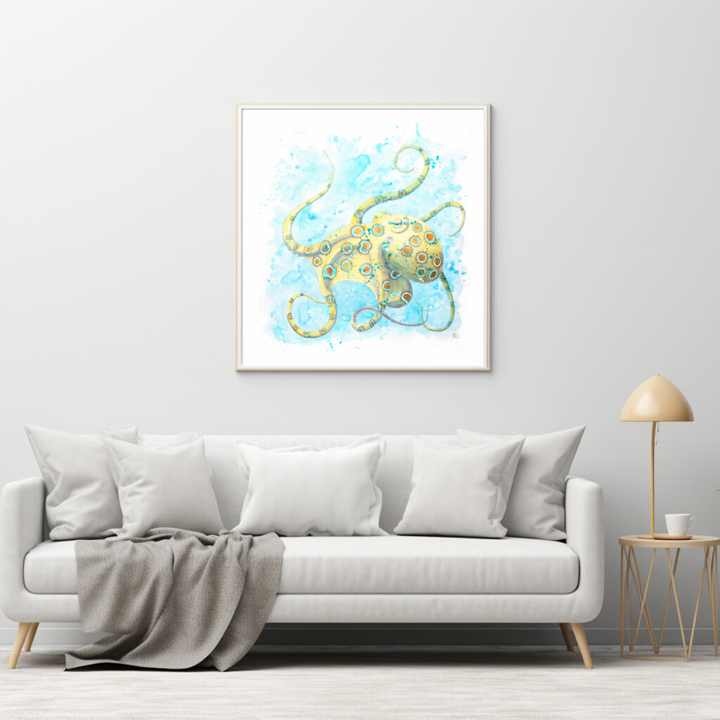 Octopus acrylic painting by Tatyana Bondareva