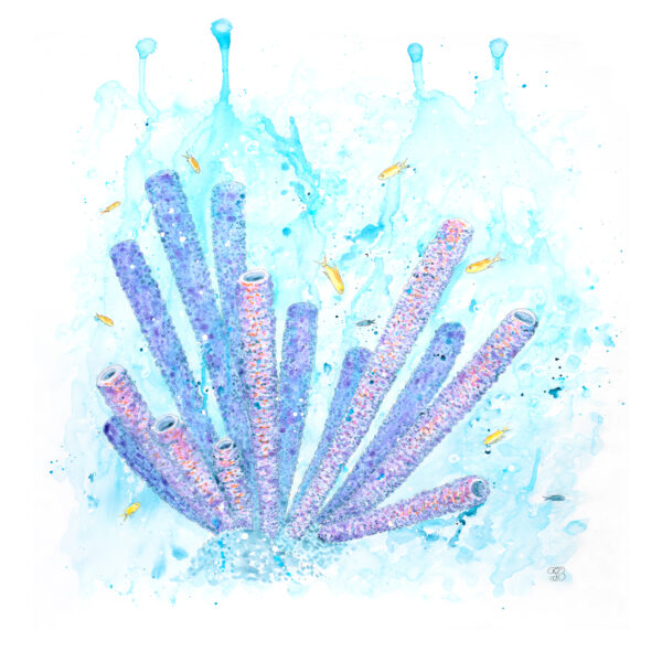 Purple Tube Coral Sponge acrylic painting by Tatyana Bondareva