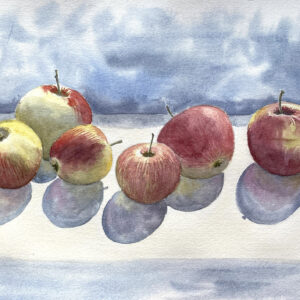 Apples watercolor painting by Tatyana Bondareva