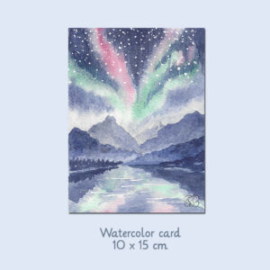 Christmas card Northern Lights 2 Watercolor