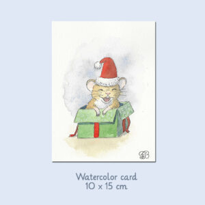 Christmas card with mice watercolor