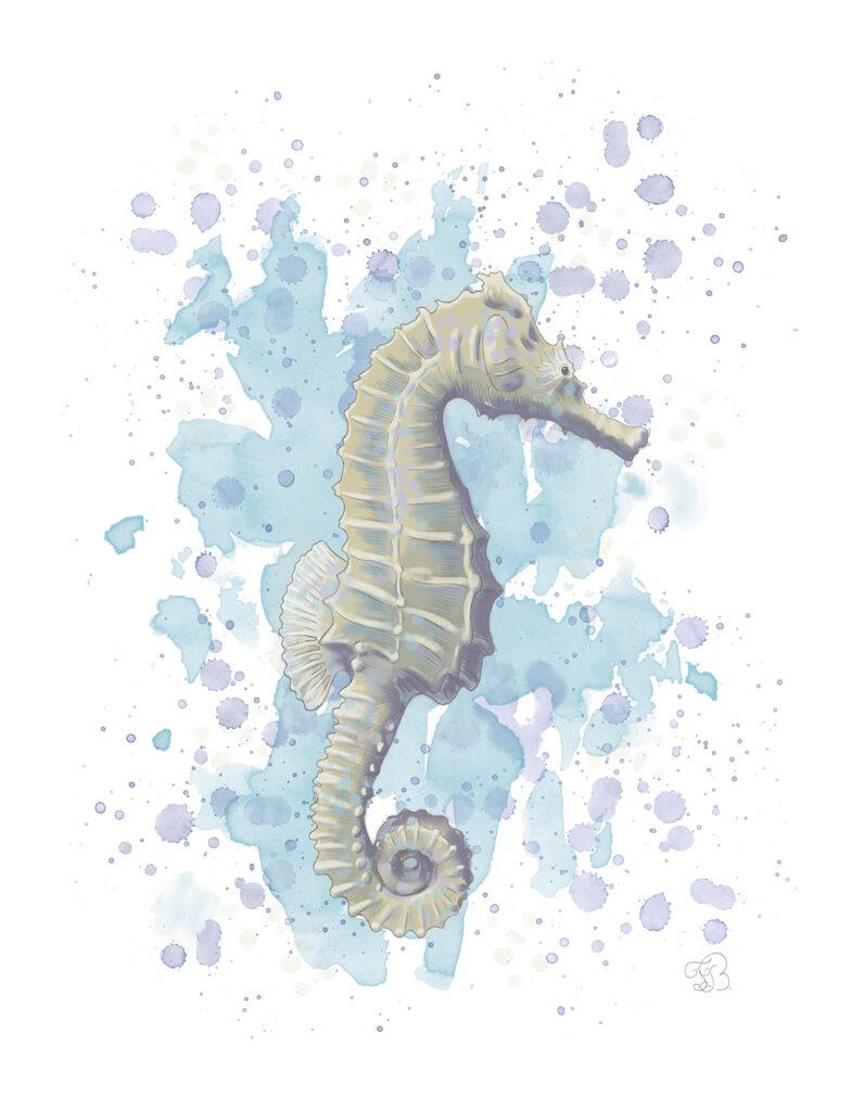 Sea horse digital painting by Tatyana Bondareva