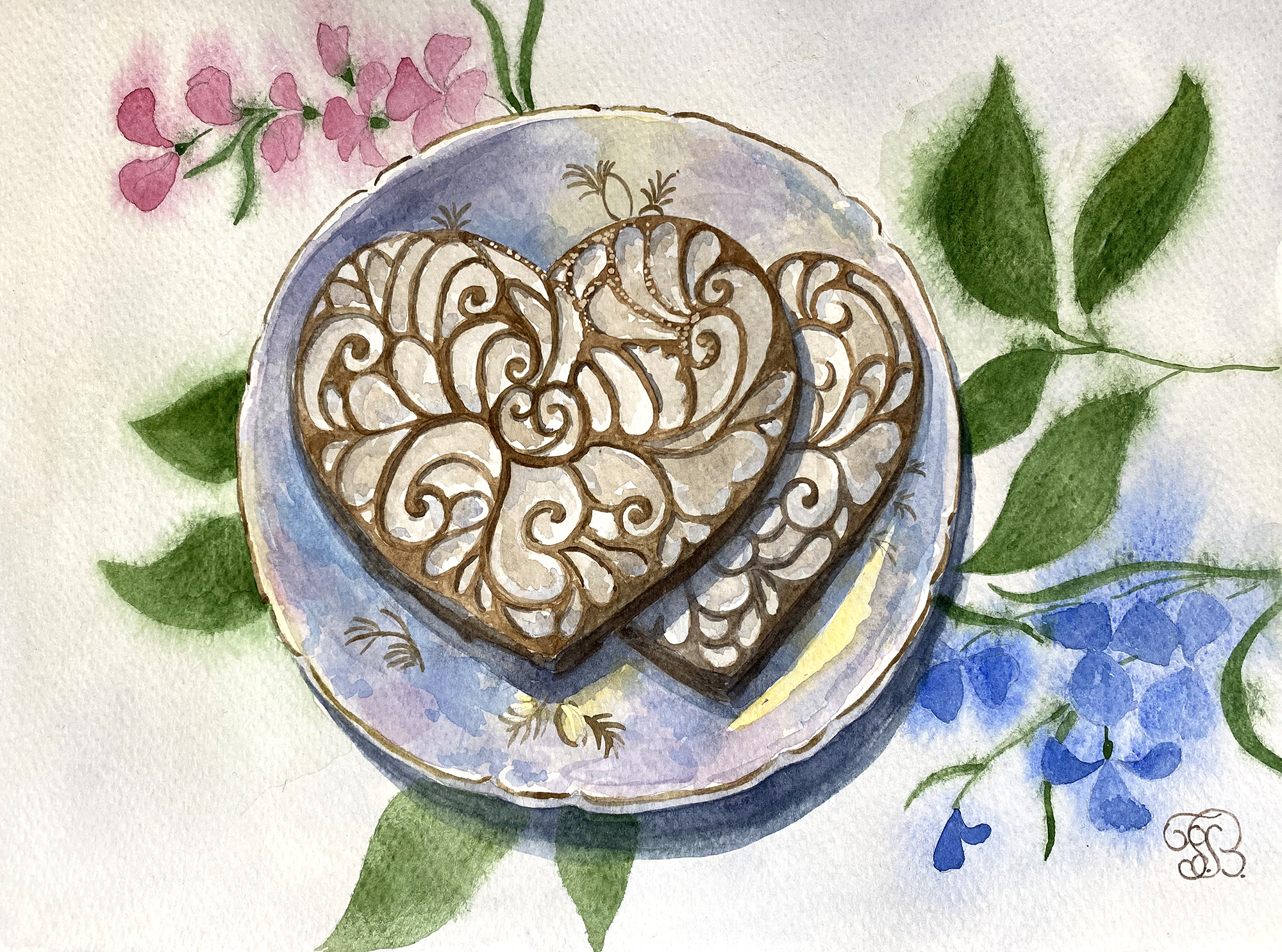 Baked with love Watercolor painting