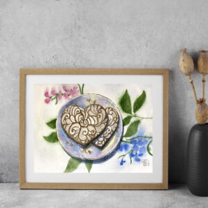 Baked with love original watercolor painting
