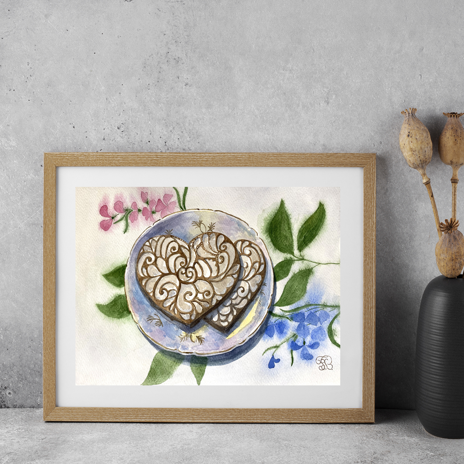 Baked with love original watercolor painting