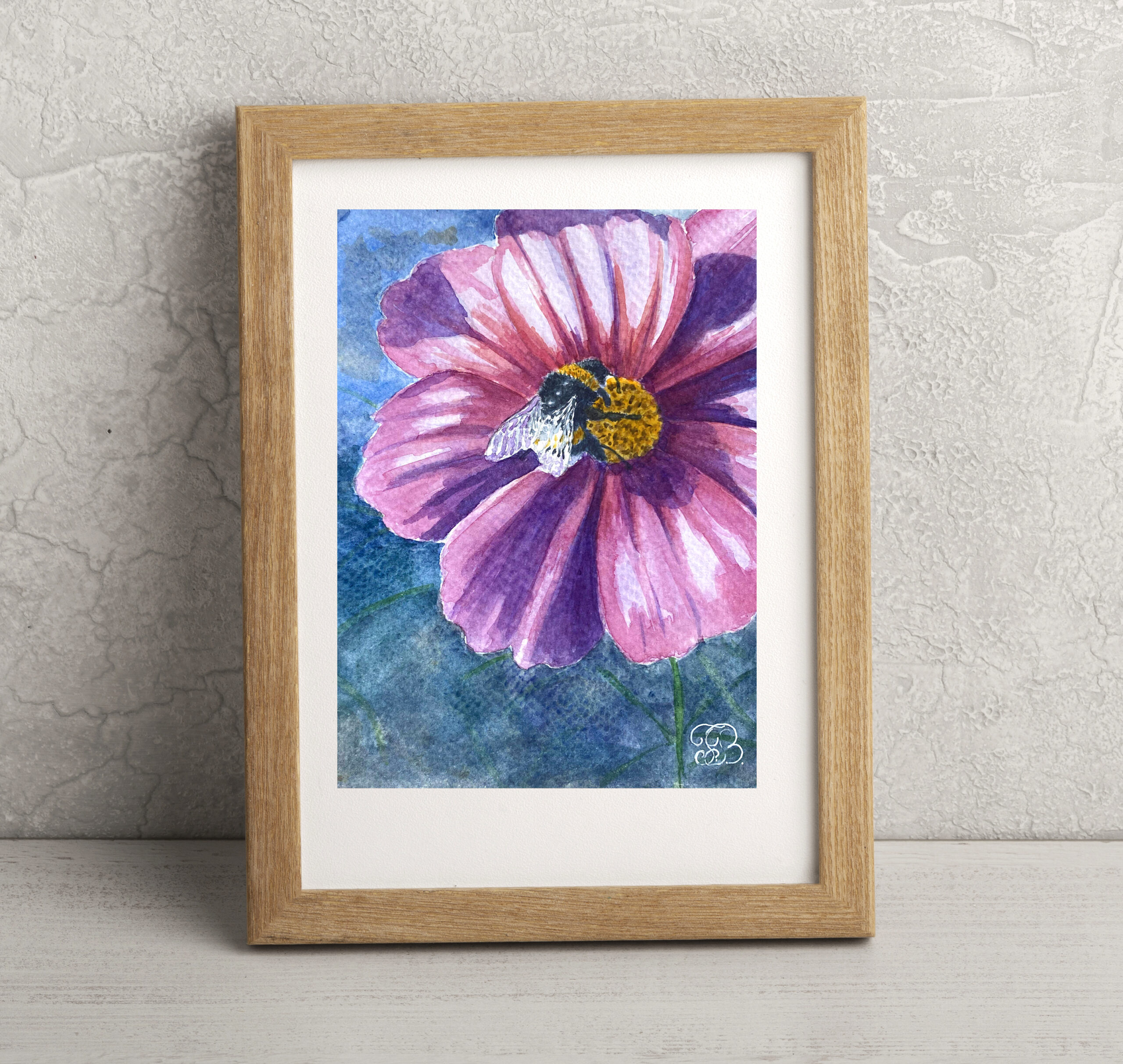Bumble bee watercolor painting
