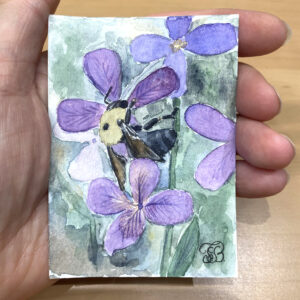 Purple Harvest Original Watercolor ACEO Card, Miniature Painting