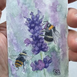Bumble Bees and Lavender ACEO card