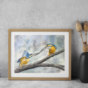 Kingfishers watercolor painting